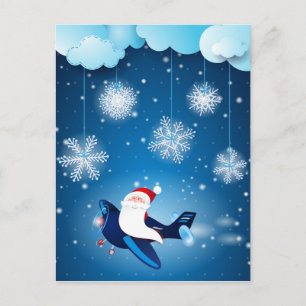 Ho ho ! père Noël dans l'avion, carte postale