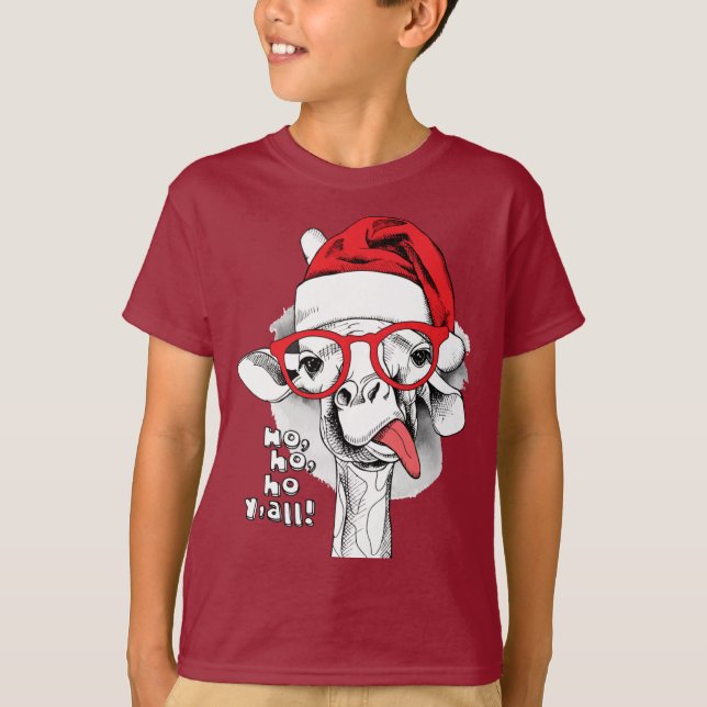 Ho Ho Y’all Giraffe Boys T-Shirt (Devant)