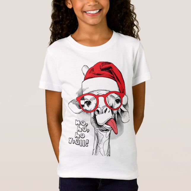 Ho Ho Y’all Giraffe Girls T-shirt (Devant)