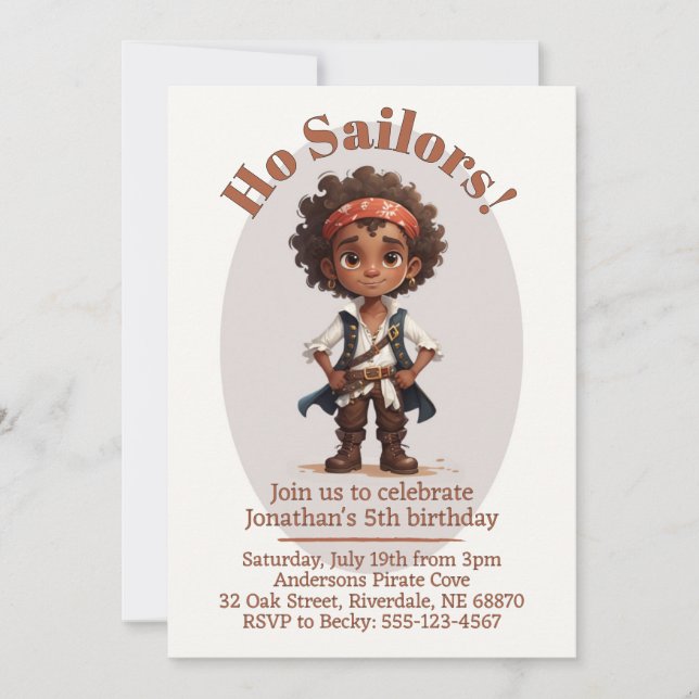 Ho Sailors ! Boy Pirate Invitation Anniversaire (Devant)