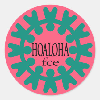 Hoaloha Turquoise sur Sticker rond rose
