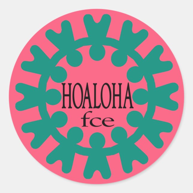 Hoaloha Turquoise sur Sticker rond rose (Devant)