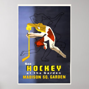 Hockey au jardin Affiche Impression, Vintage franç