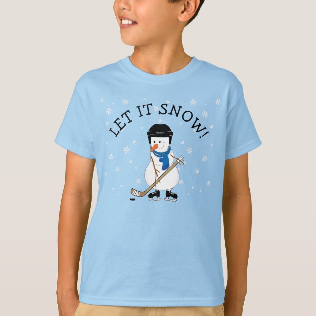Hockey Jouant Snowman Laisser Il Neige! T-shirt (Devant)