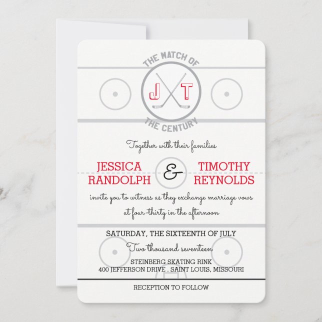 Hockey Love Wedding Invitations (Devant)
