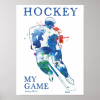 Hockey Mon Jeu Aquarelle Poster