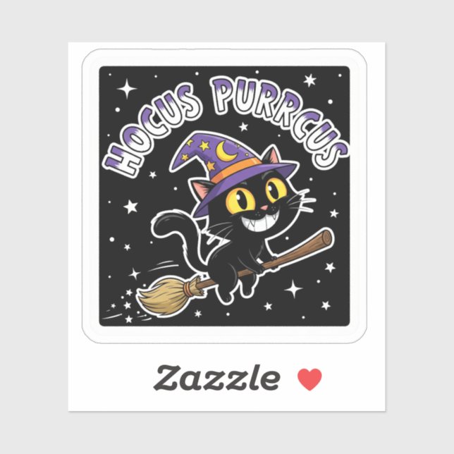 Hocus Purrcus - Chat magique Sticker Halloween (Feuille)