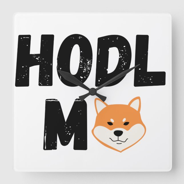 Hodl Me Shiba Inu Crypto Carré Horloge murale (Recto)