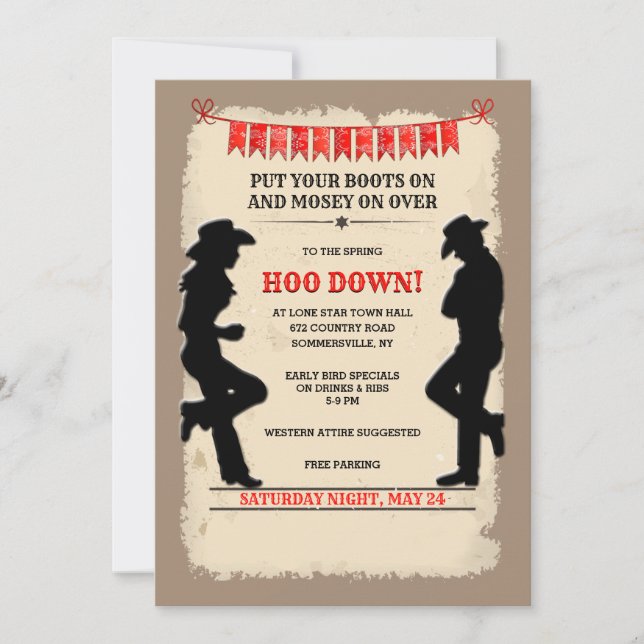 Hoedown Country Western  Invitation Customized (Devant)