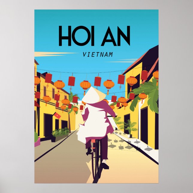 HOi An Town Vietnam travel poster  Bicycle (Devant)