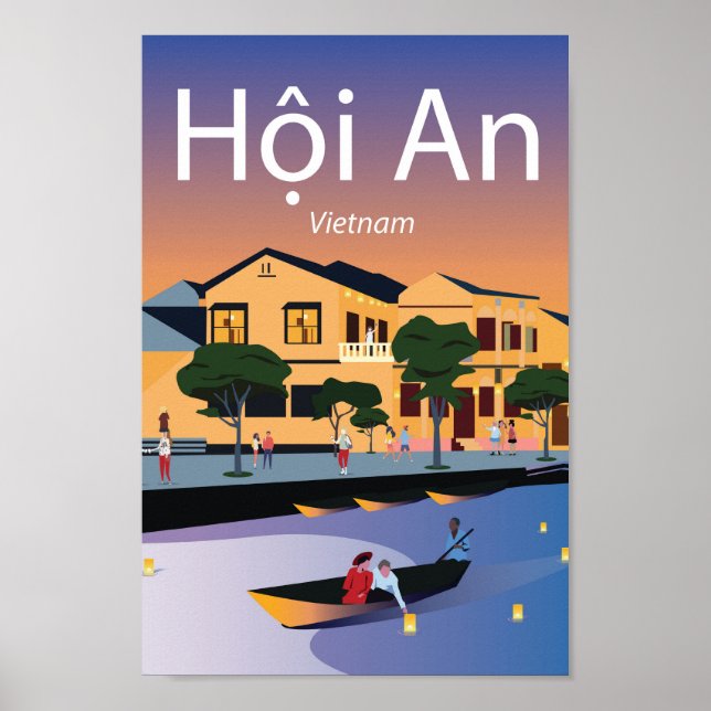 Hoi An Vietnam vintage travel poster (Devant)