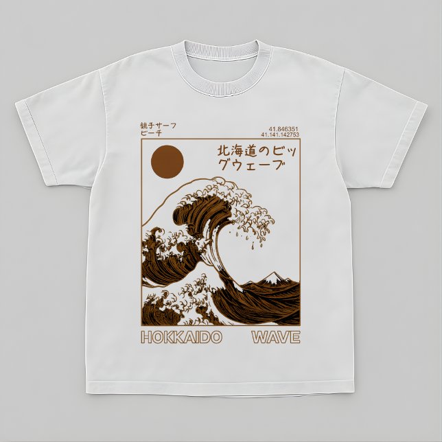 Hokkaido Wave T-Shirt – Vintage Japanese Surf Art (Créateur téléchargé)