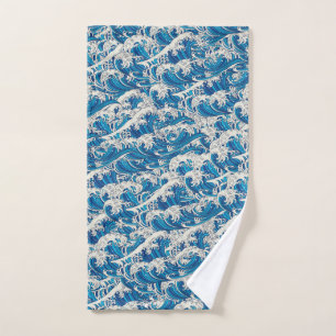 Hokusai Grande vague Motif bleu marine