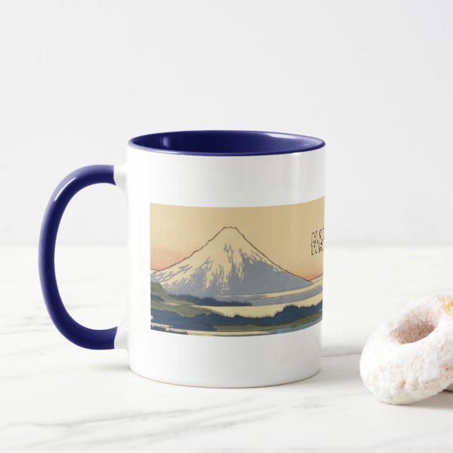 Hokusai Mt. Fuji Ukiyoe Mug - Custom Name Personal (Avec donut)