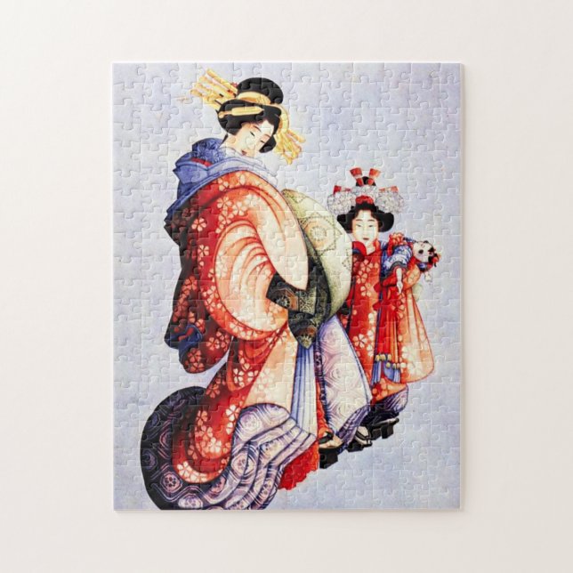 Hokusai Oiran et Kamuro Puzzle (Vertical)