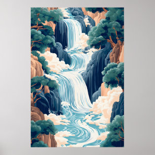 Hokusai Ukiyo-e chute d'eau japonaise décoration m
