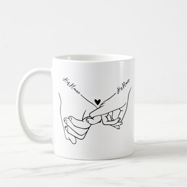 Holding Hands Custom Name Valentine Mug (Gauche)