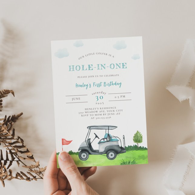 Hole-In-One Golf 1er anniversaire Invitation (Créateur téléchargé)