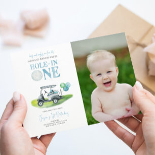Hole-in-One Golf 1er Anniversaire Photo Invitation