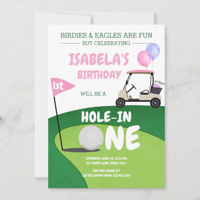 Hole In One Golf Par-tee 1st Birthday Invitation (Devant)