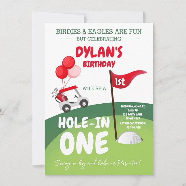Hole In One Golf Par-tee 1st Birthday Invitation (Devant)