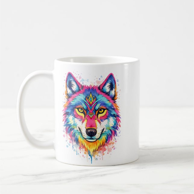 Holi Wolf Aquarell Tasse - Blau (Gauche)