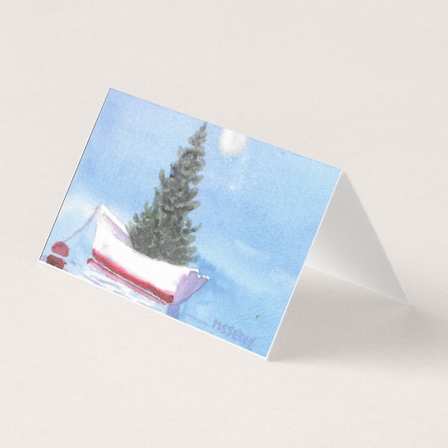 Holiday Christmas Tree in Dory Rowboat Folded Card (Front)