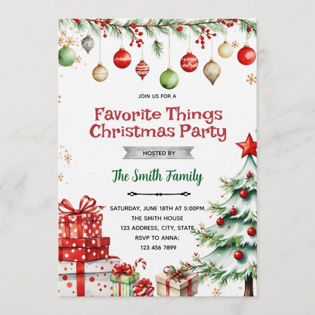 Holiday Favorite Things Party Invitation (Devant)