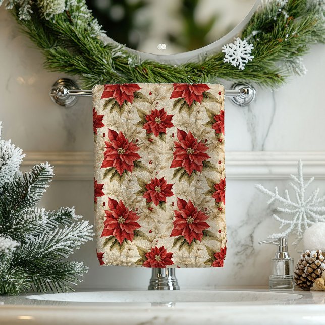 Holiday Floral Tablecloth Classic Red Poinsettias (Holiday Floral Tablecloth Classic Red Poinsettias)