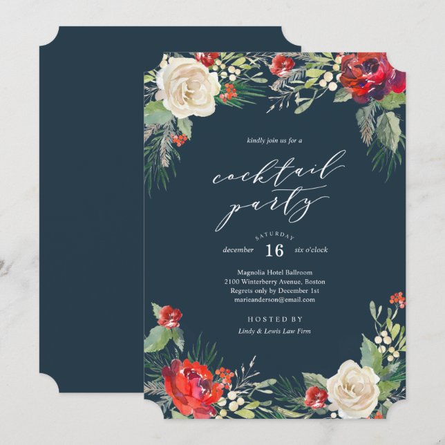 Holiday Garden Cocktail Party Invitation (Devant / Derrière)