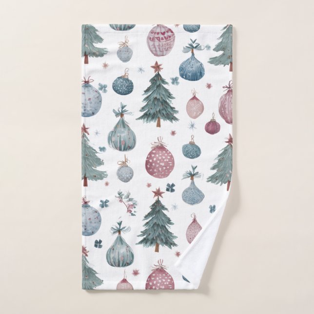 Holiday Hand Towel with Watercolor Festive Design (Serviette à main)