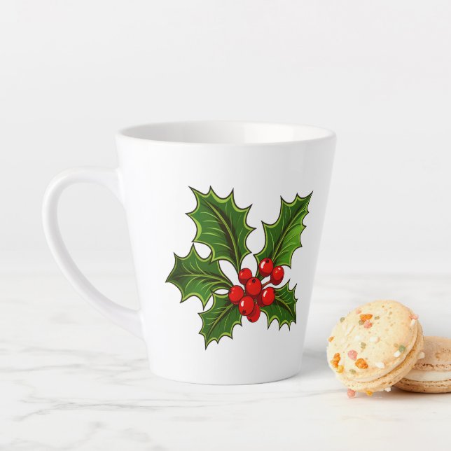 Holiday Holly Latte Mug (En situation)