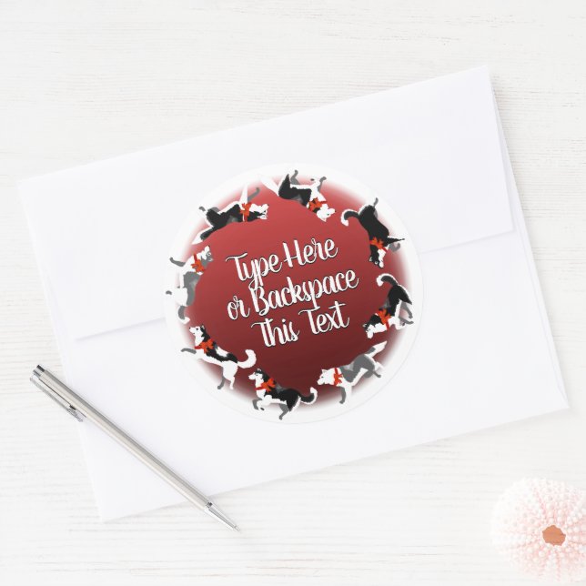 Holiday Husky Stickers Custom Sled Dog Stickers (Enveloppe)