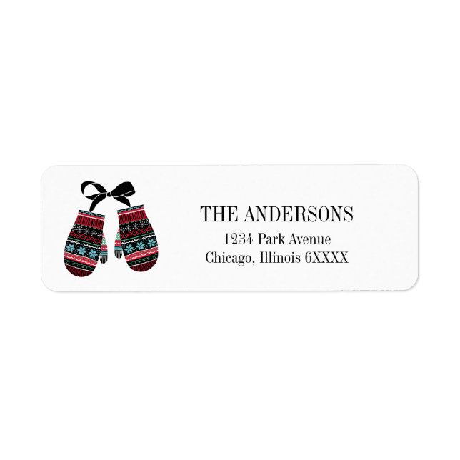 Holiday Mittens Chaleureux Voeux Étiquette de adre (Devant)
