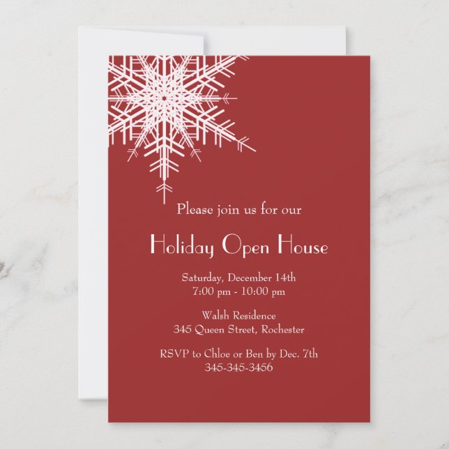 Holiday Open House Offset Snowy Invitation (Devant)
