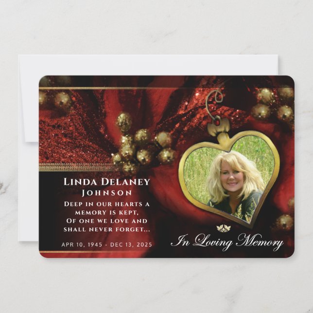 Holiday Red Heart Photo Sympathy Carte de remercie (Devant)