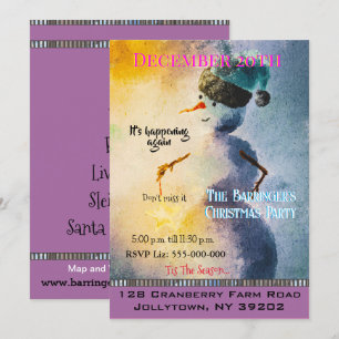 Holiday Snowman Invitation de fête de Noël annuel