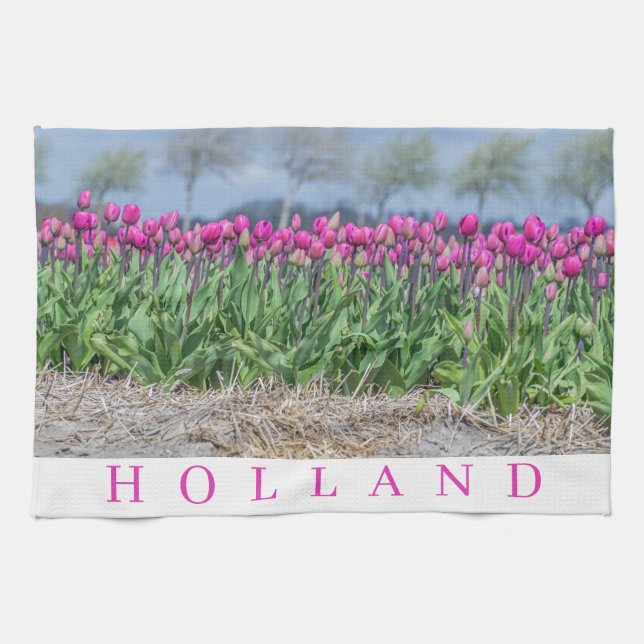 Holland rose tulips champ vue thé serviette (Horizontal)