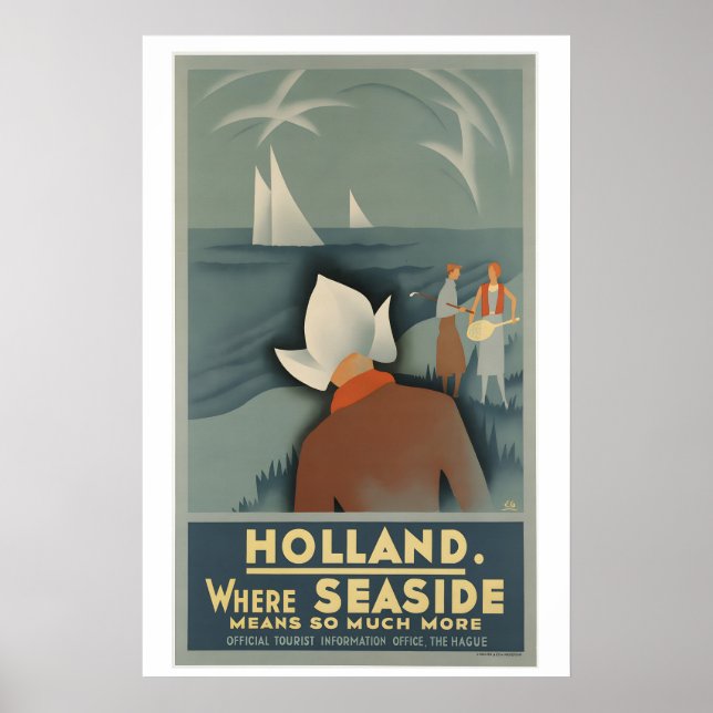 Holland Seaside Netherlands Vintage Travel Poster (Devant)
