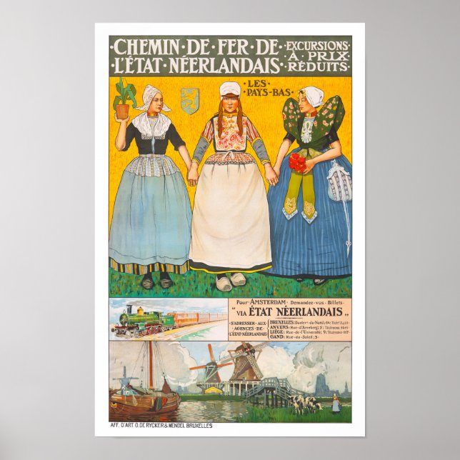 Holland trainlines vintage travel Poster (Devant)