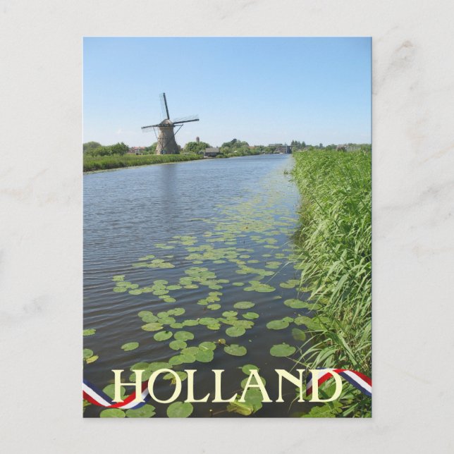 Holland Windmill le long de la carte postale Canal (Devant)
