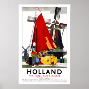 Hollande   Poster Vintage voyage