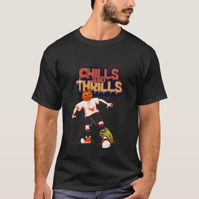 HOLLOWEEN CITROUILLE ENFANTS ET THRILLS TSHIRT DES (Devant)