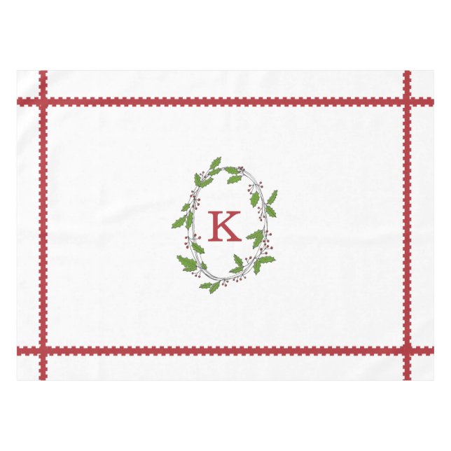 Holly Berries Monogram Nappe de vacances (Devant (Horizontal))