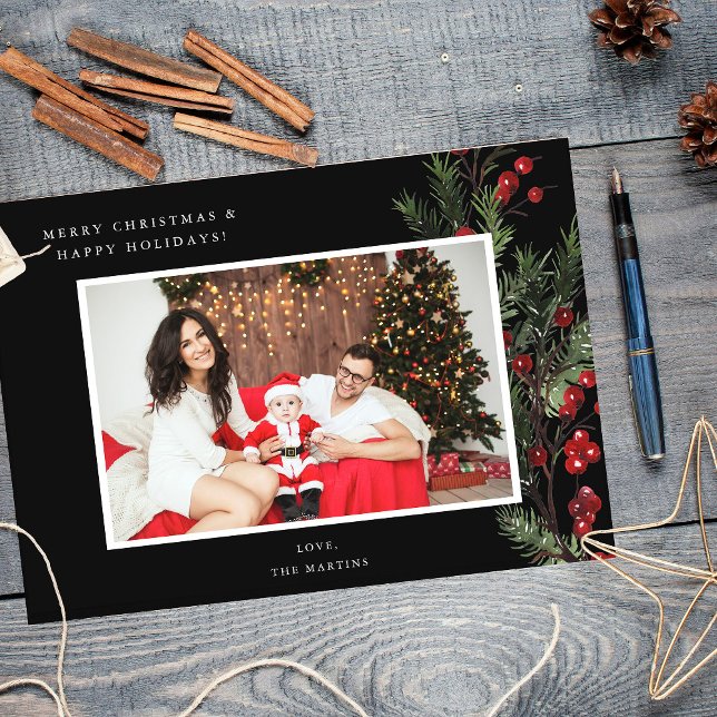 Holly Berry H Photo Holiday ou Christmas - Noir (Créateur téléchargé)