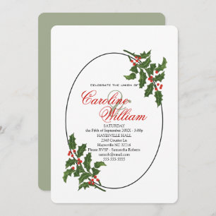 Holly Christmas Holiday Branch Berry Invitation