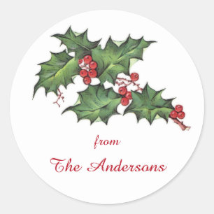 Holly et Berries   Étiquette cadeau de Noël
