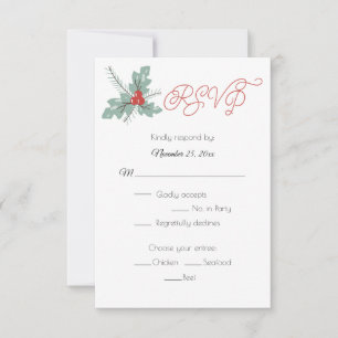 Holly et Berries Pine Bough RSVP