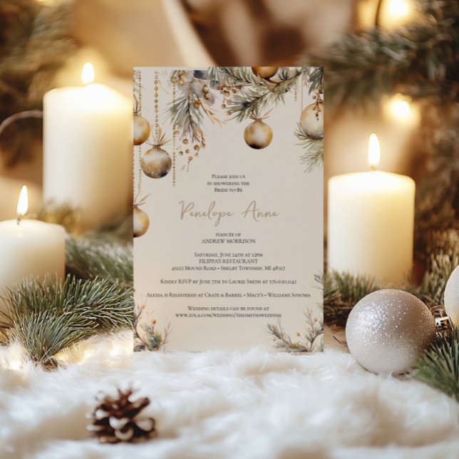 Holly Fête des mariées Invitation | Thème de Noël (Créateur téléchargé)