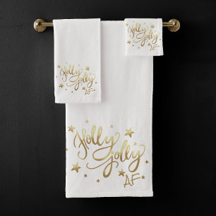 Holly Jolly AF Shiny Gold Faux Foil Script